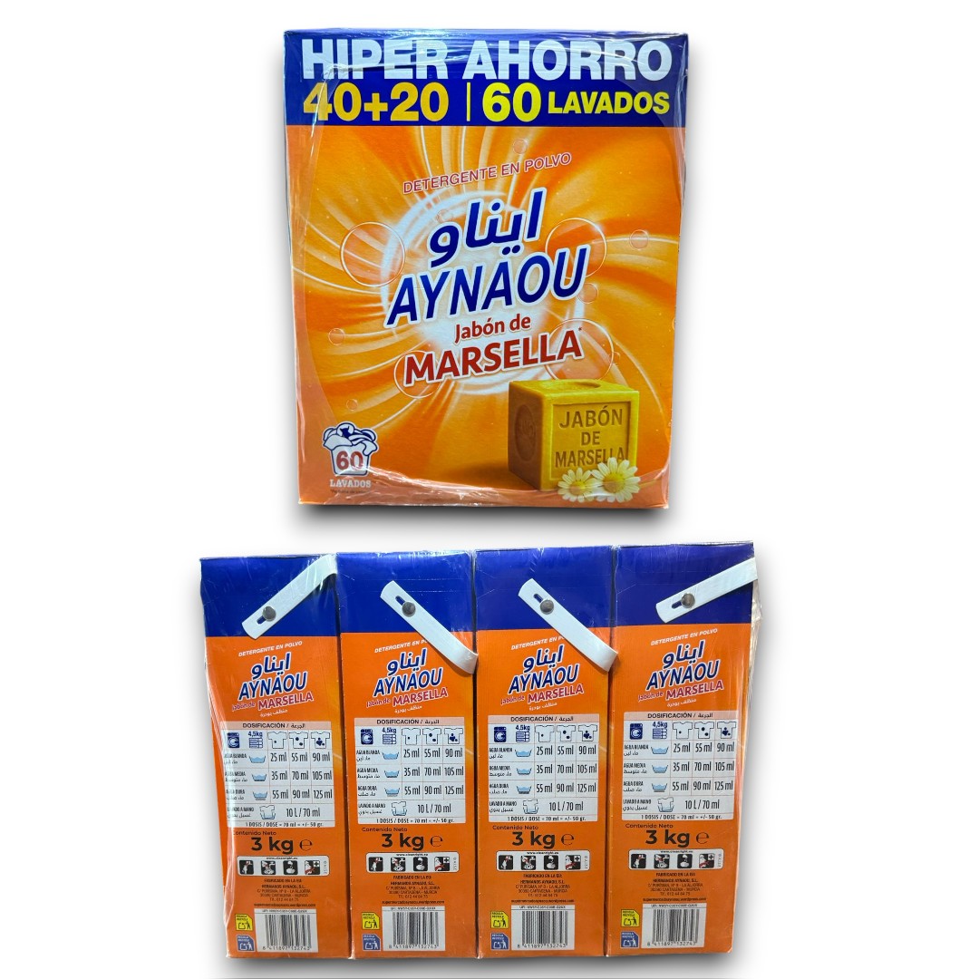 Detergente Marsella Aynaou 3kg Cj*4uds 
